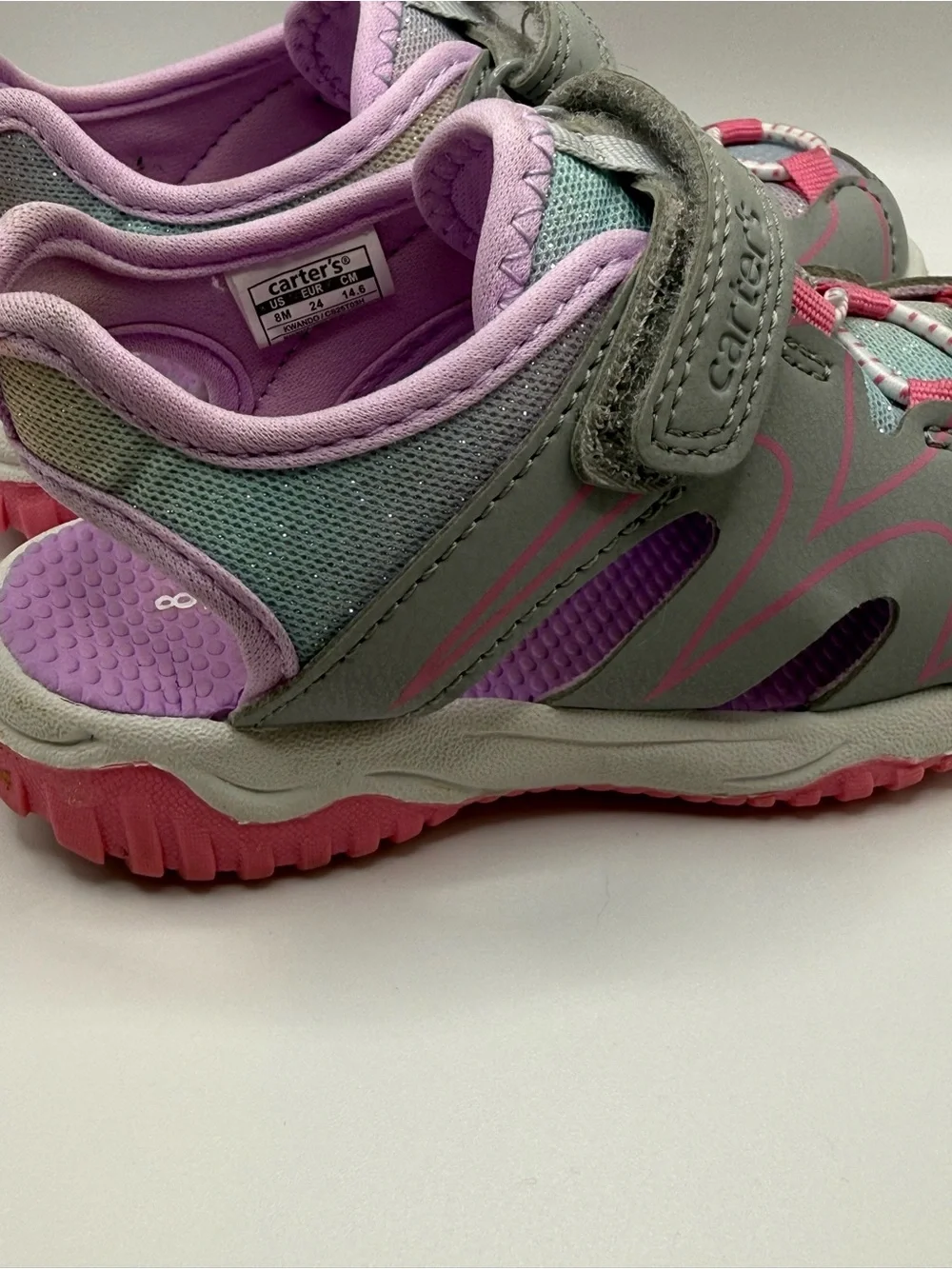Carter's Gray and Pink Girls' Closed-Toe Sport Sandals